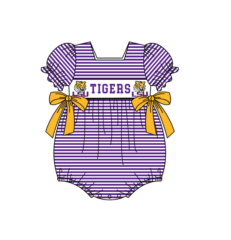 Custom collegiate team design toddle girl summer romper
