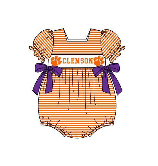 Custom collegiate team design toddle girl summer romper