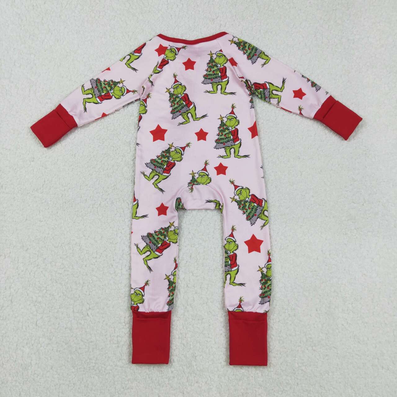 Christmas tree green face design kids long sleeve romper