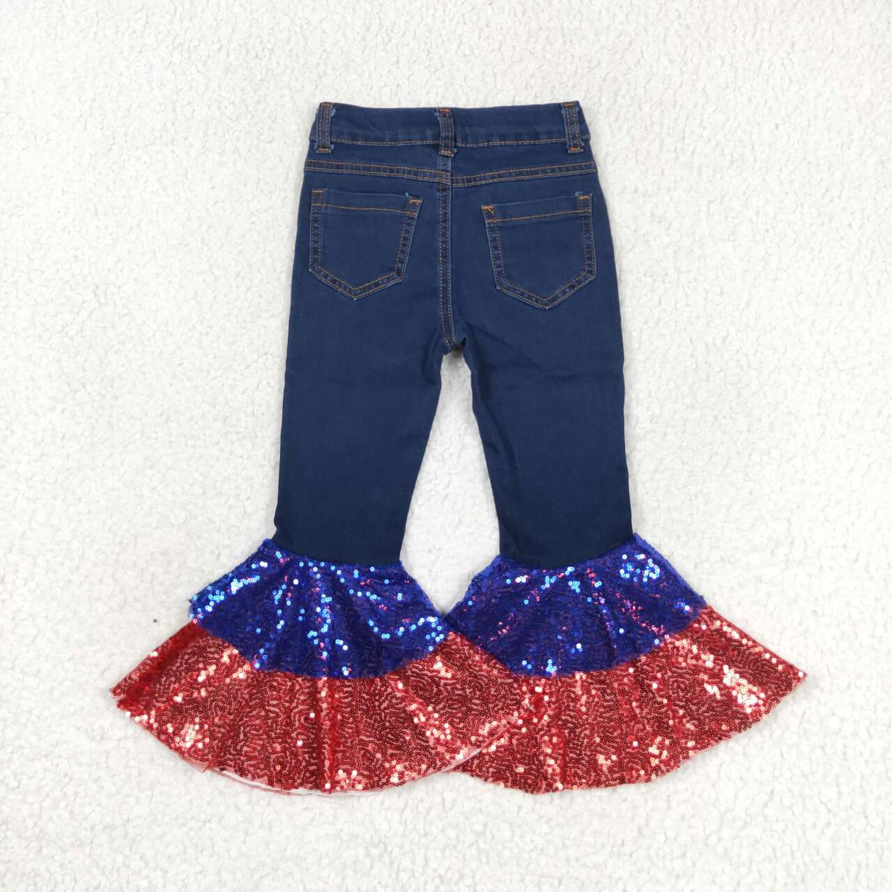 July 4th red blue seuqins ruffle jeans bell bottoms