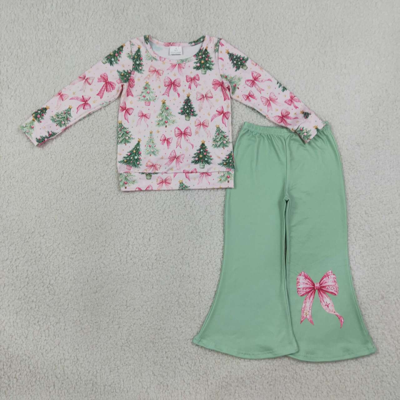 Long sleeve Christmas tree top matching pants girl wholesale factory price outfit