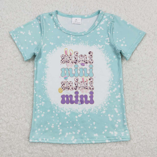 infant baby girls blue bleach mini easter shirt