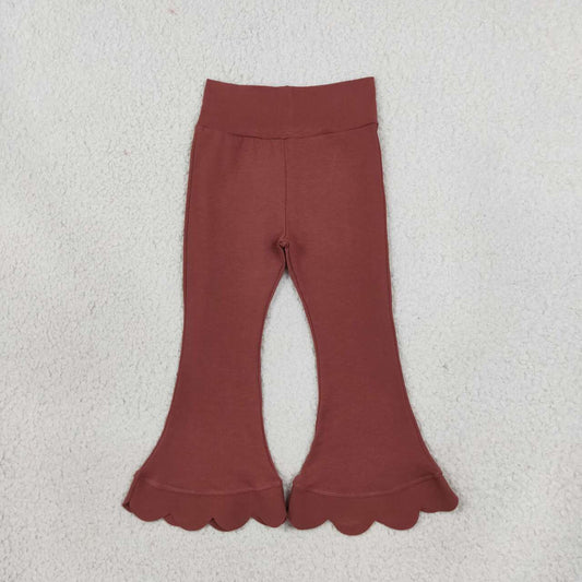 Brown color girls scalloped bell bottoms