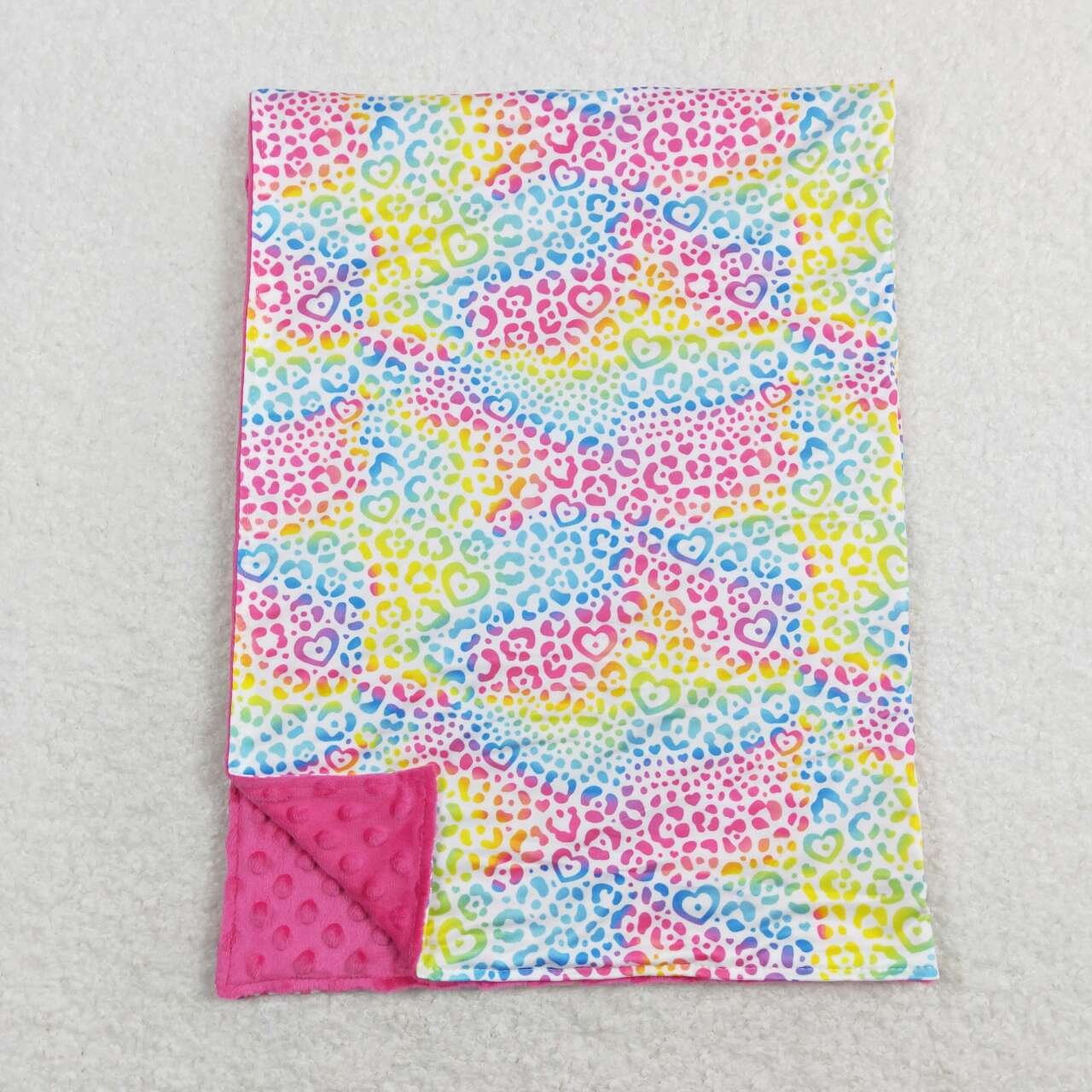 rainbow cheetah fleece blanket