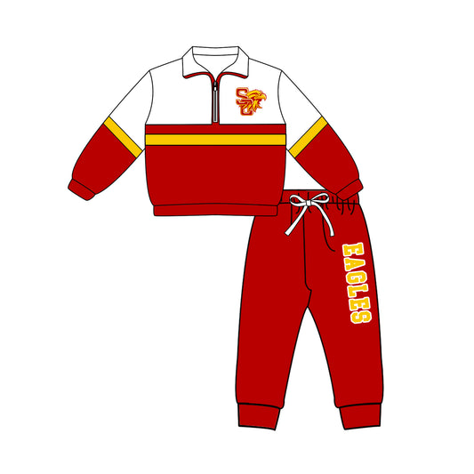 Kids long sleeve team pullover top matching pants outfit wholesal factory price