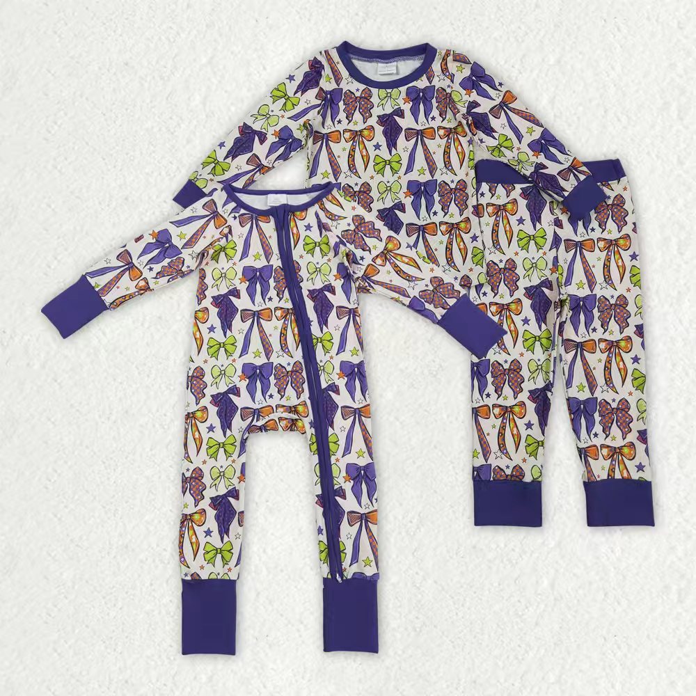Halloween bows kids pajama clothing set