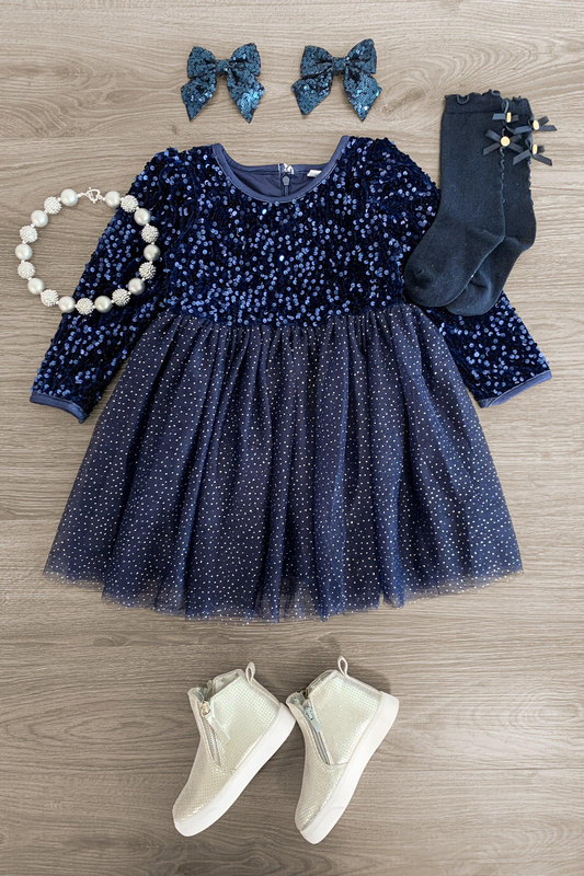 baby girls blue sequins holiday dress