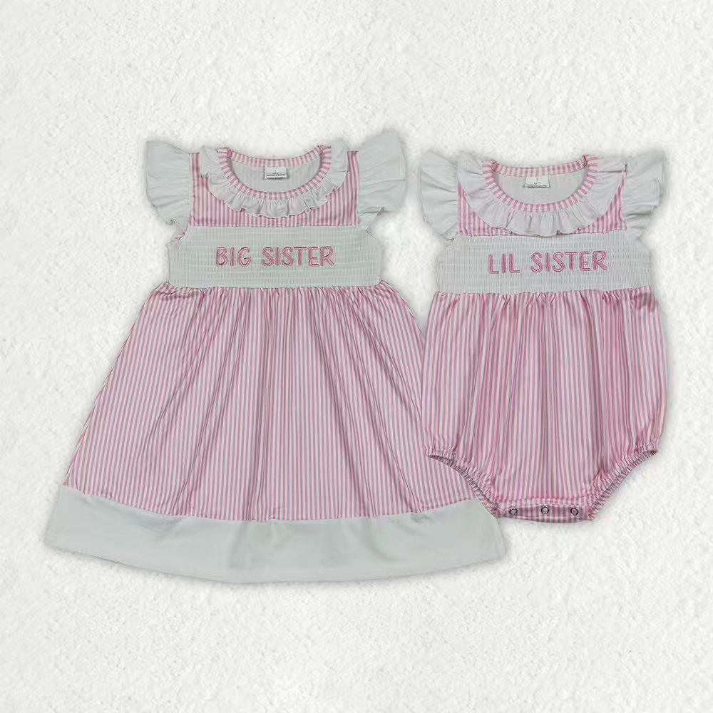 Big sister smocked design girls summer dress