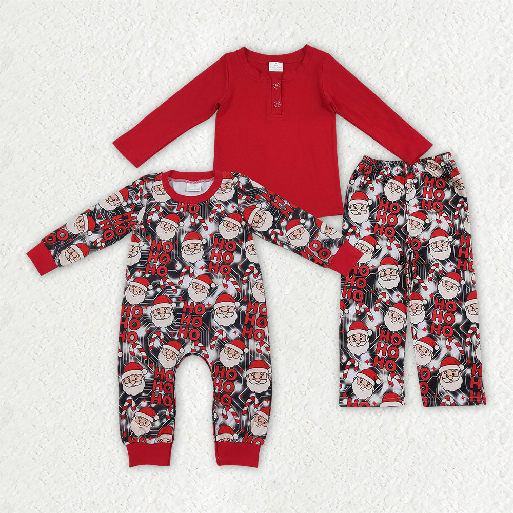Red long sleeve top matching christmas hoho pants girls wholesale factory price outfit