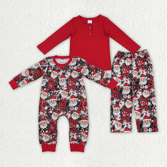 Red long sleeve top matching christmas hoho pants girls wholesale factory price outfit