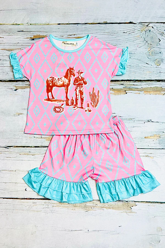 western cowgirl 2pcs summer short set