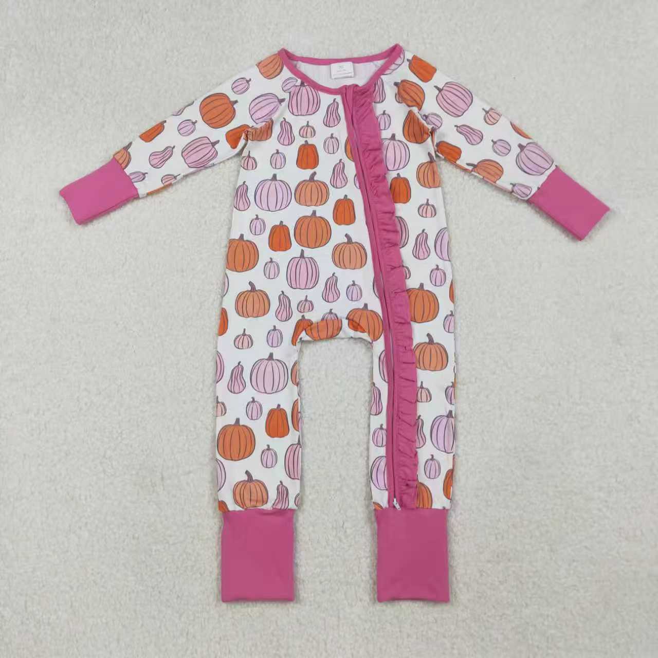 Colorful pumpkins  kids girls matching outfit set