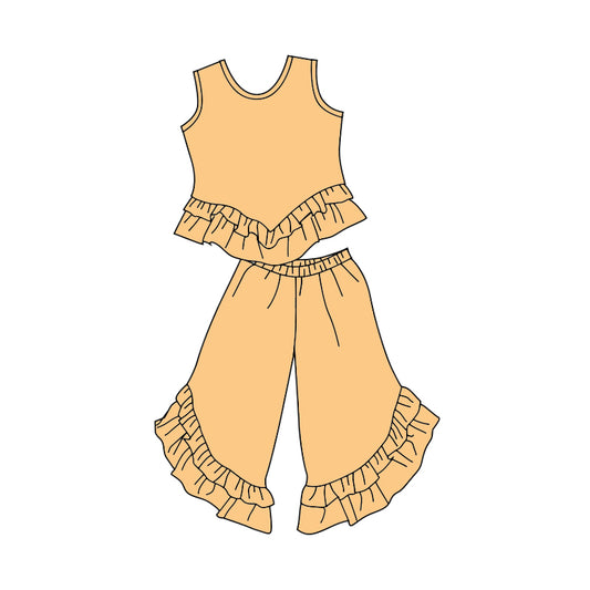 solid cotton yellow boutique clothing set