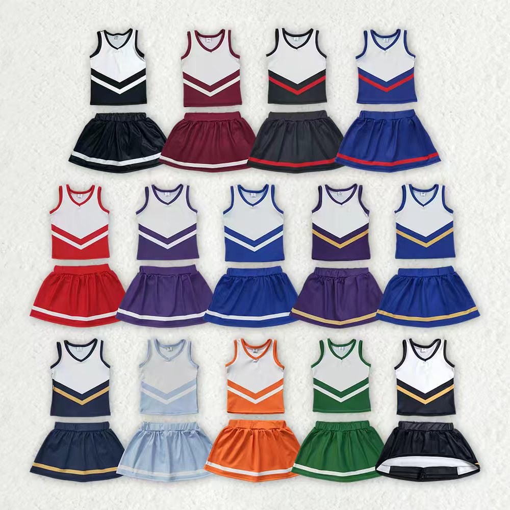 Black top matching skorts girls summer yoga outfit