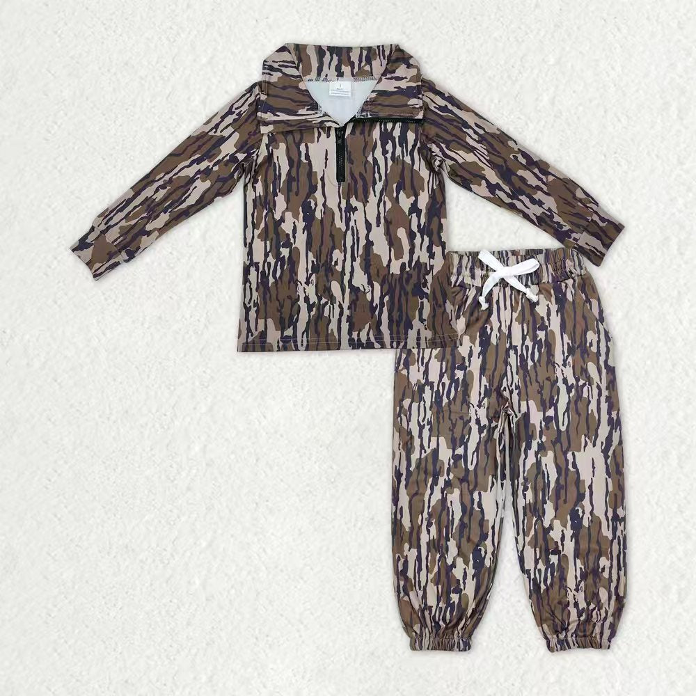 Hunting season camo pullover top matching pants boy spring fall outfit