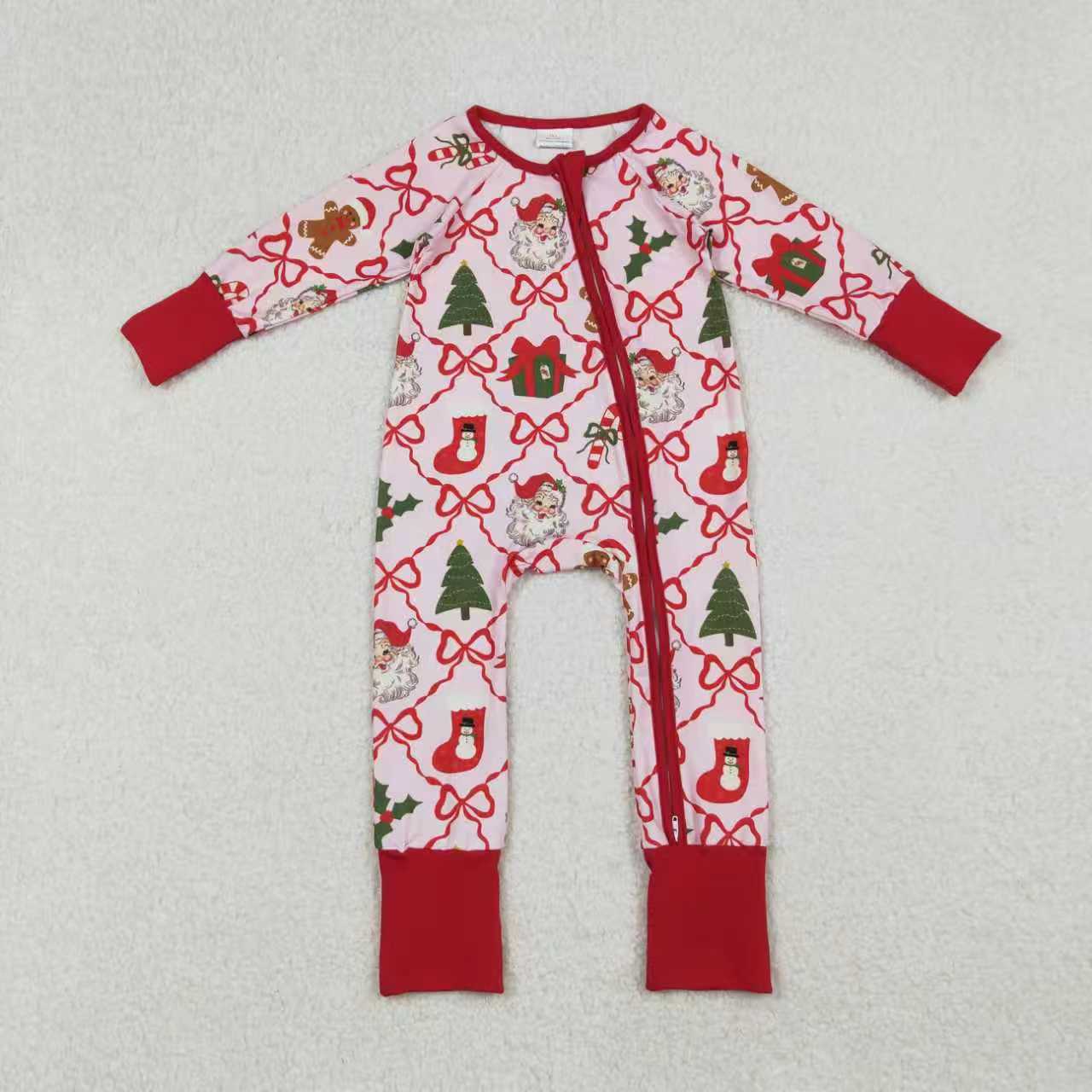 Adult women Christmas santa candy cane long sleeve pajama set