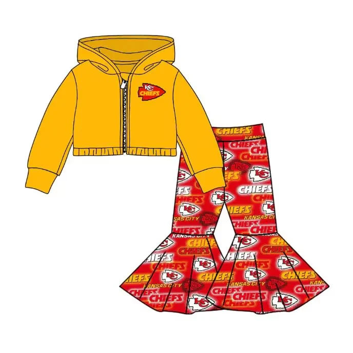 Girls long sleeve zip top matching pants outfit