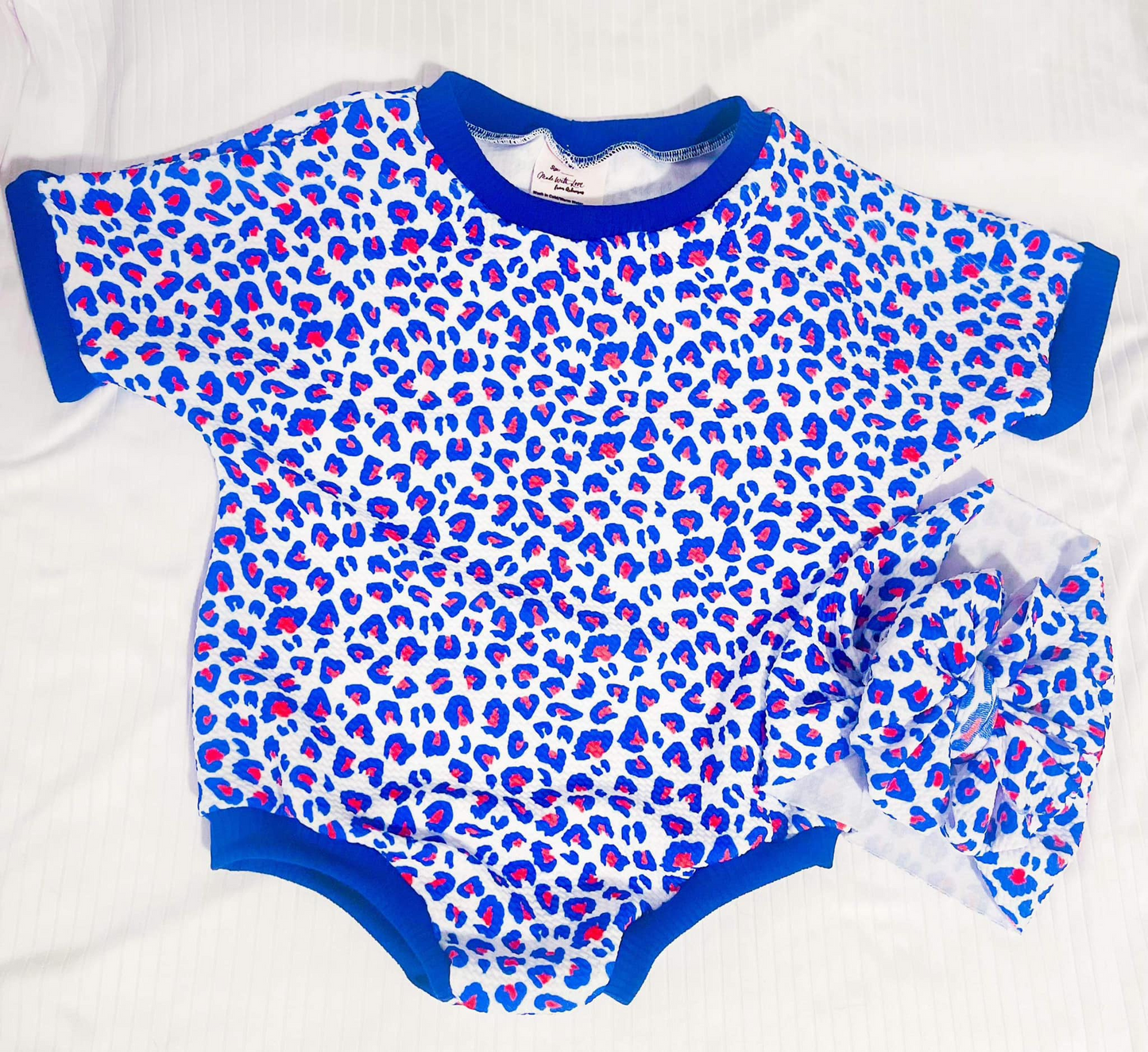 toddle baby blue cheetah romper
