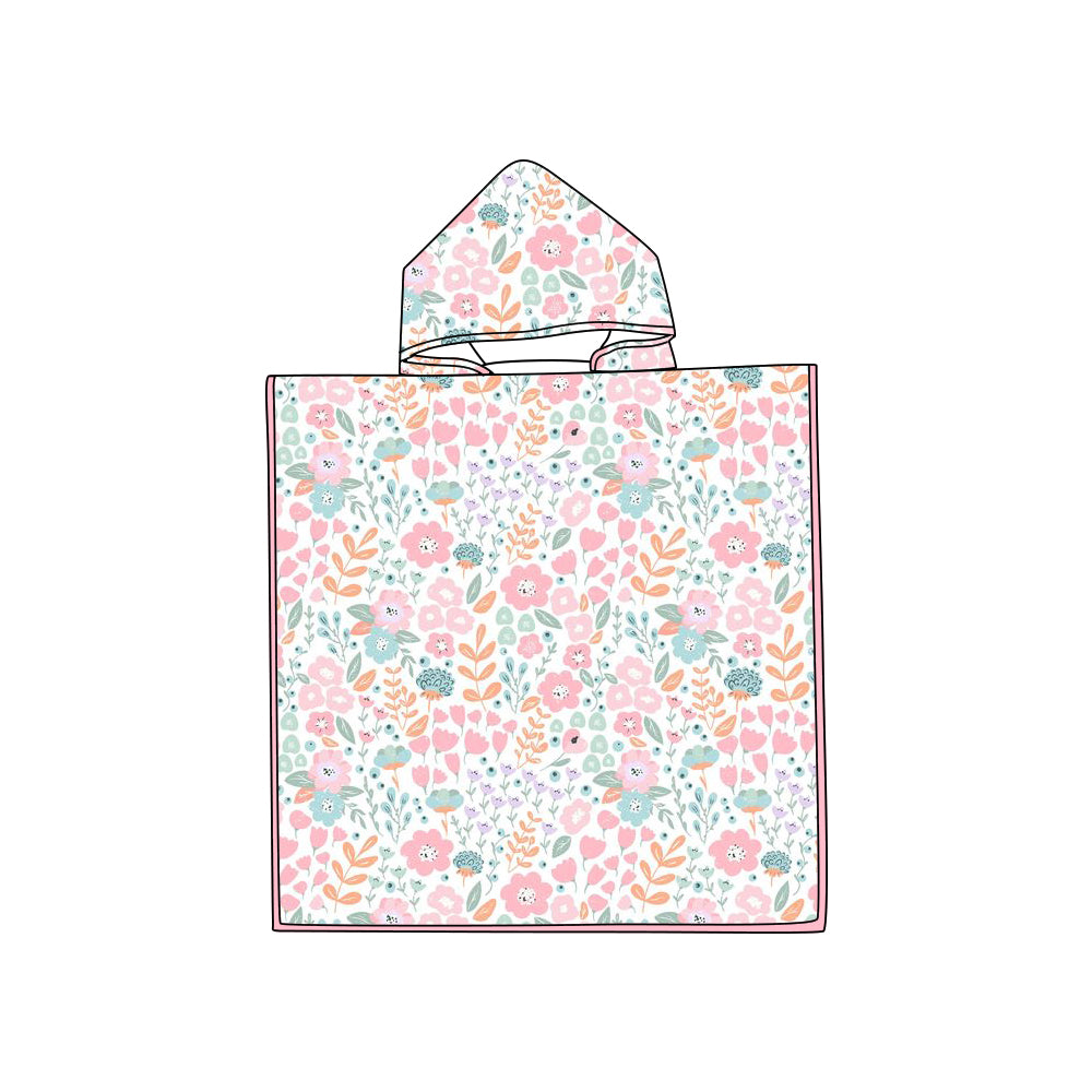 infant baby girls floral hooded towel