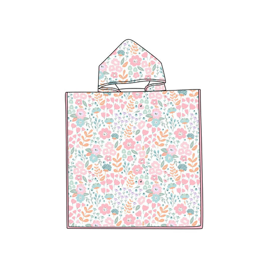 infant baby girls floral hooded towel