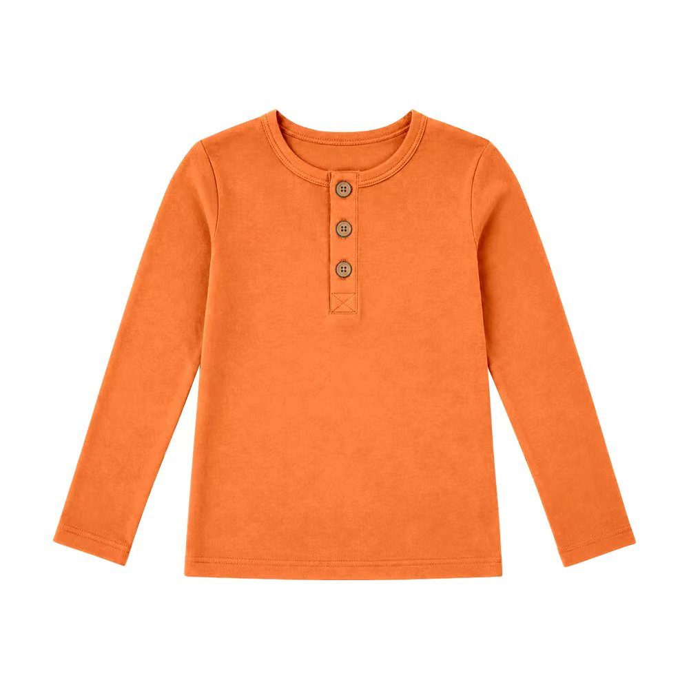 baby girls custom design long sleeve solid color cotton top