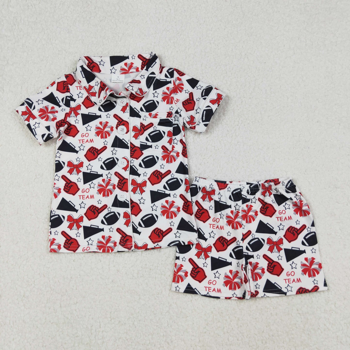 Go team cheer set girls summer pajama set