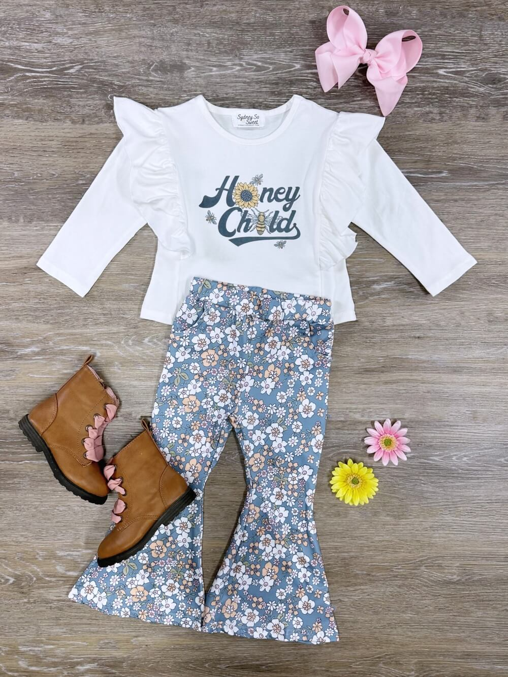 honey child children girls floral clothing set