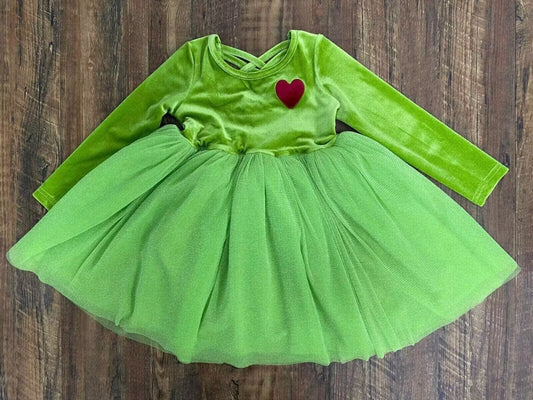 Toddle baby girls green velvet dress  dress