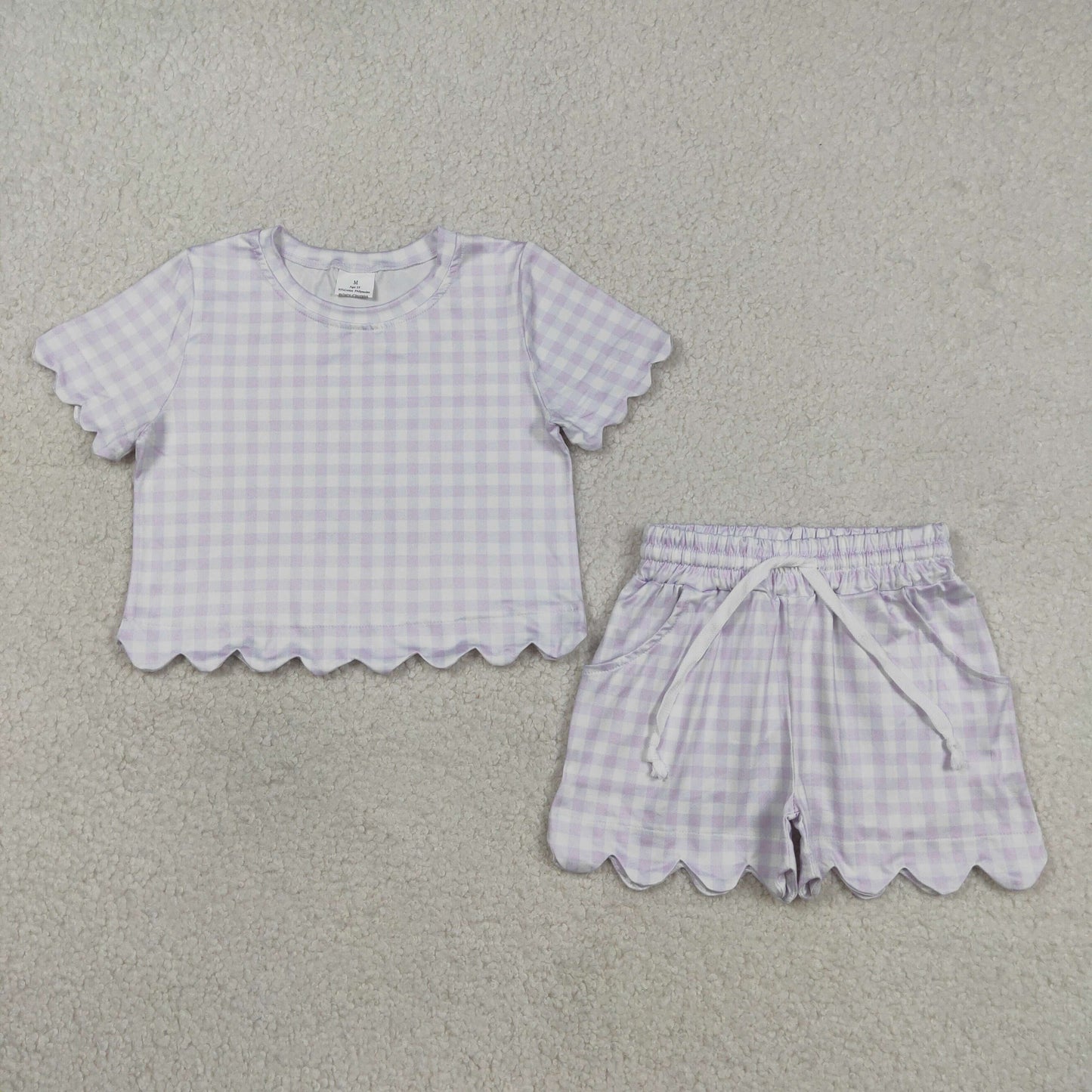 Plaid design toddle baby girls summer outfit