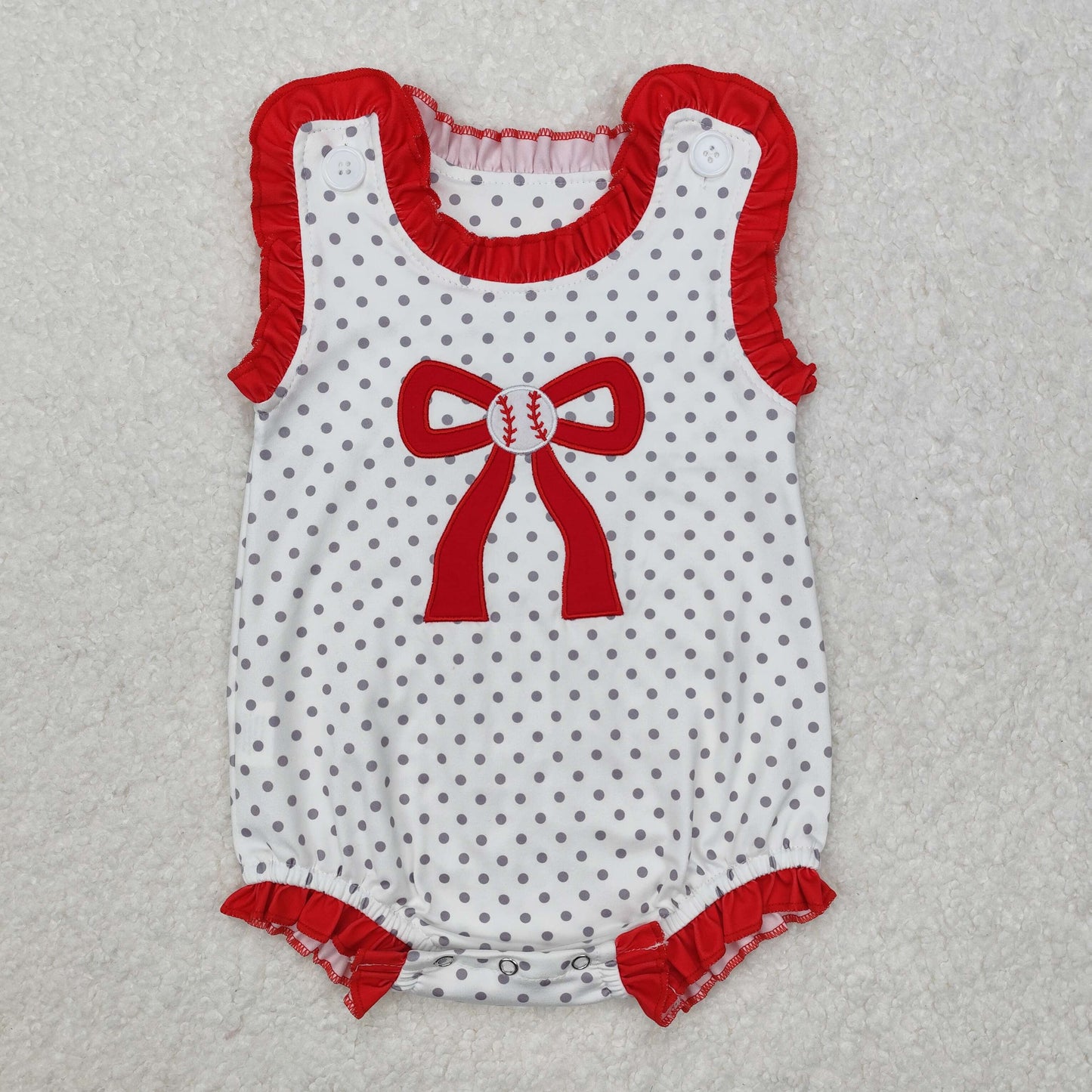 Embroidery Red bow best sister baseball baby girl outfit