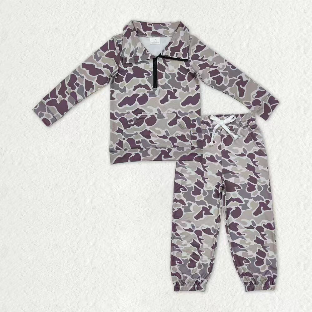 Hunting season camo pullover top matching pants boy spring fall outfit