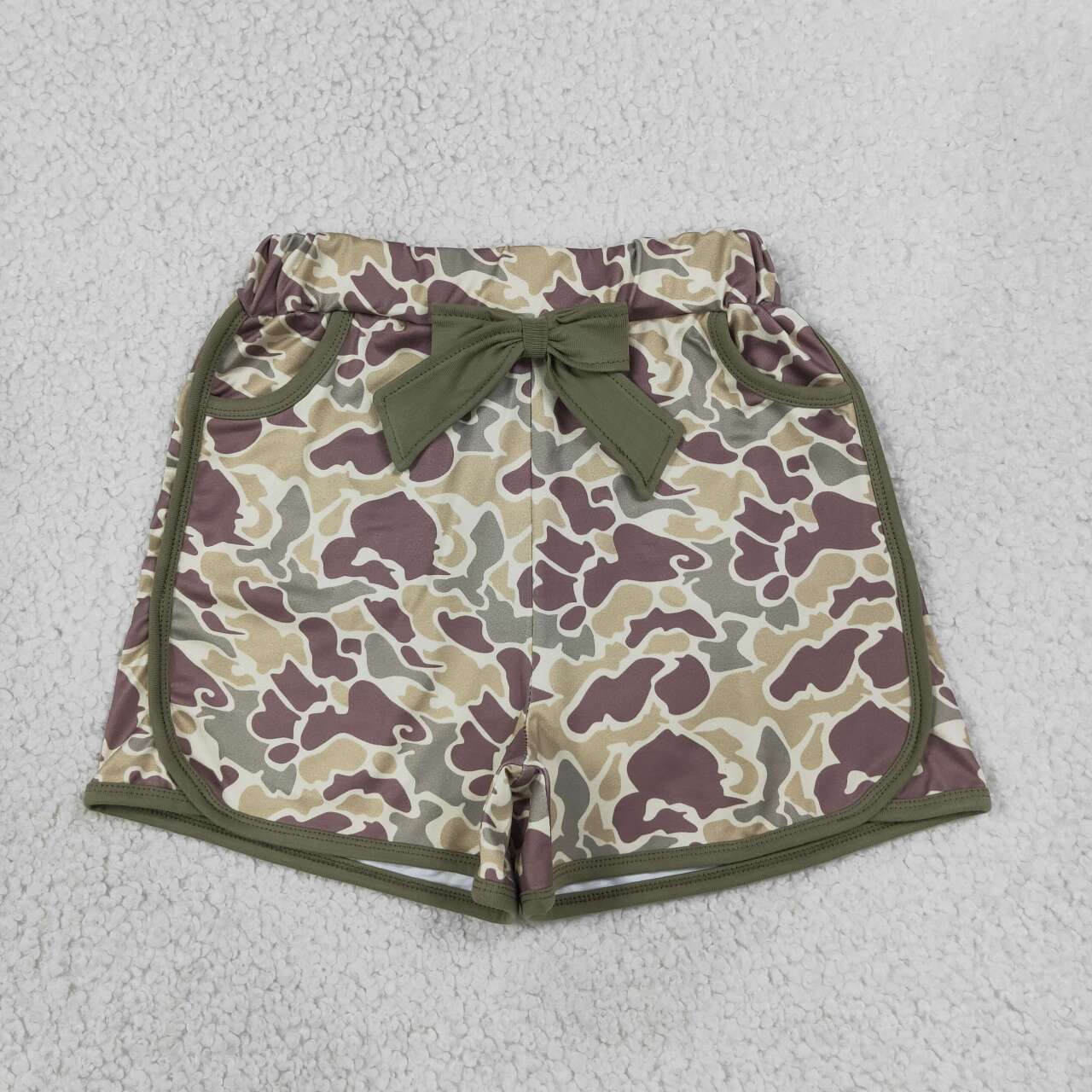 baby girl green camo summer shorts