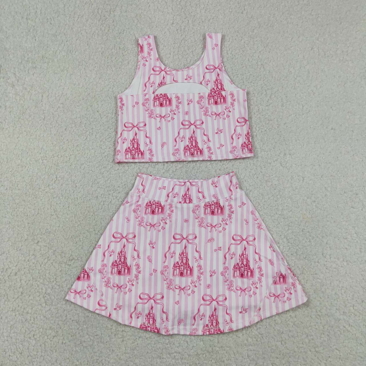 Pink castle tank top matching skorts girls summer active yoga outfit