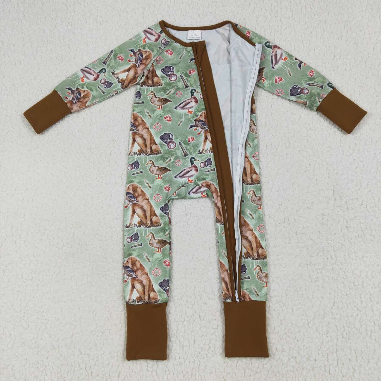 Mallard duck dog kids long sleeve romper