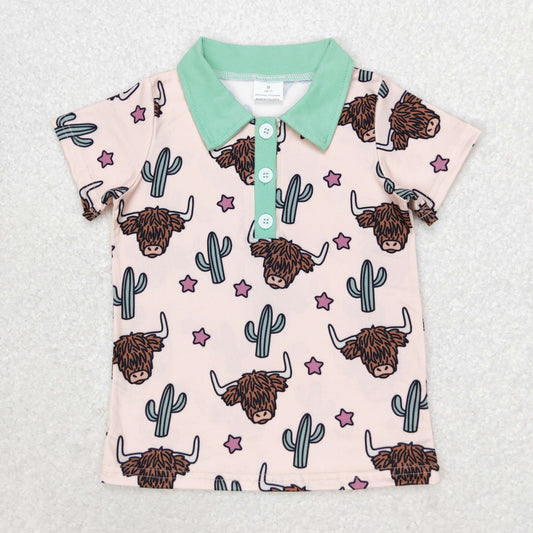 boy short sleeve western cow polo shirt, BT0143