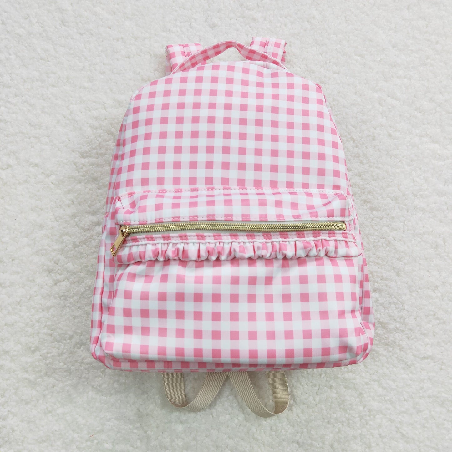 wholesale girls pink checkered backpack matching lunch box