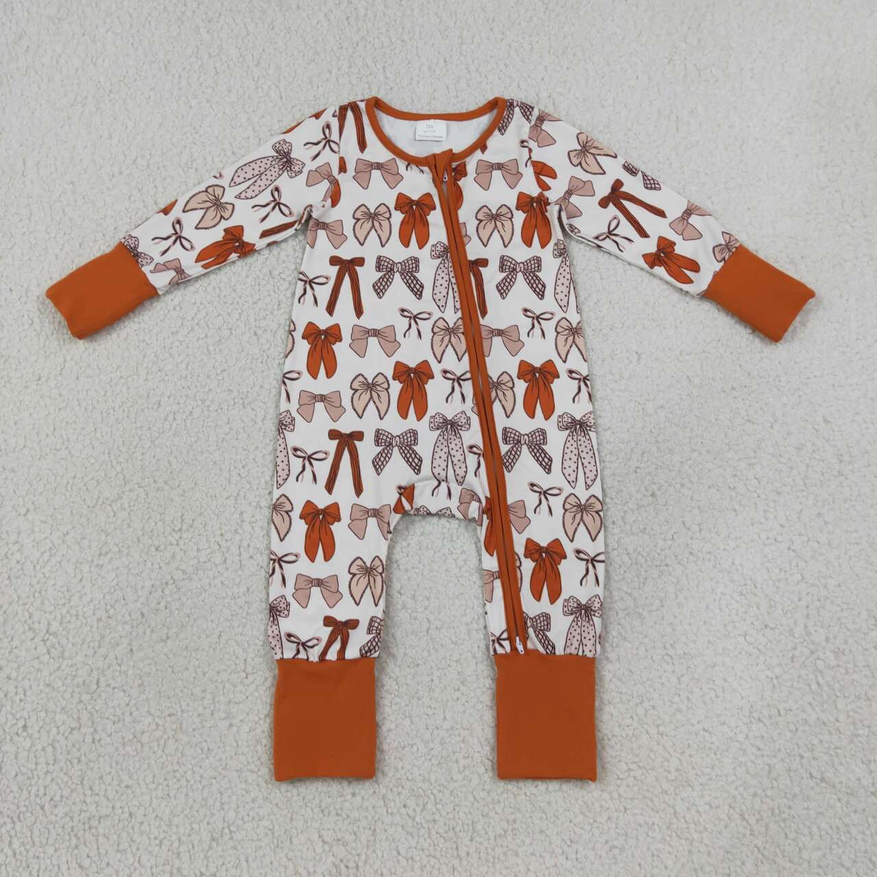 Toddle baby girl long sleeve bwo design zip romper
