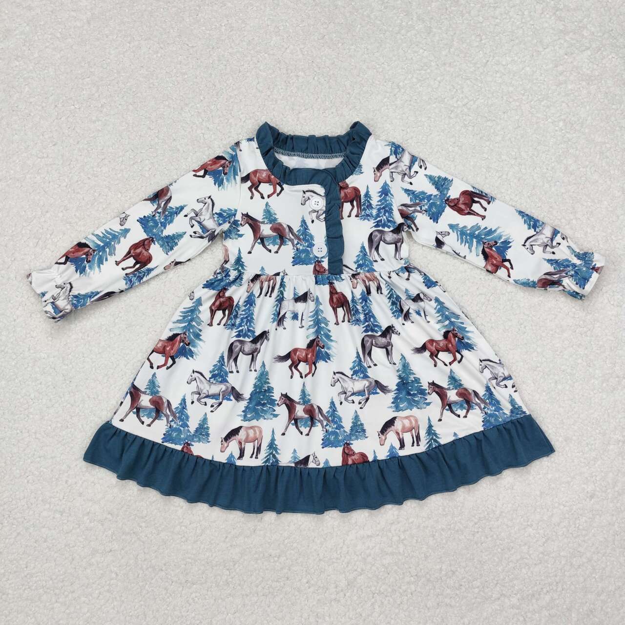 baby girl clothes western horse long sleeve dress