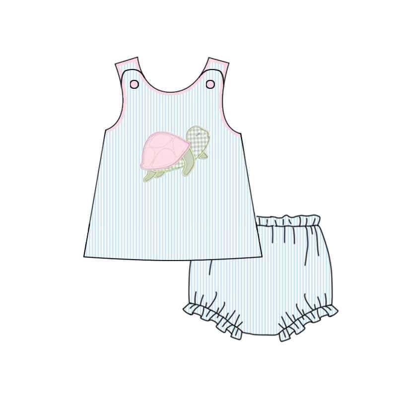 Infant baby girls sea turtle bummies set
