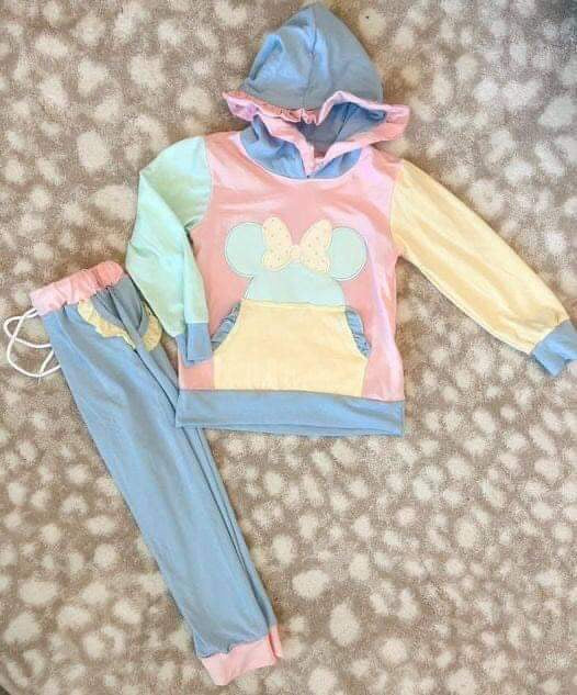 girl long sleeve carton hoodie set