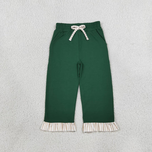 Green color red tie kids Christmas holiday pants