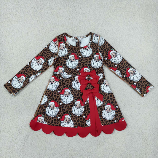 Christmas santa claus print girls long sleeve yoga dress