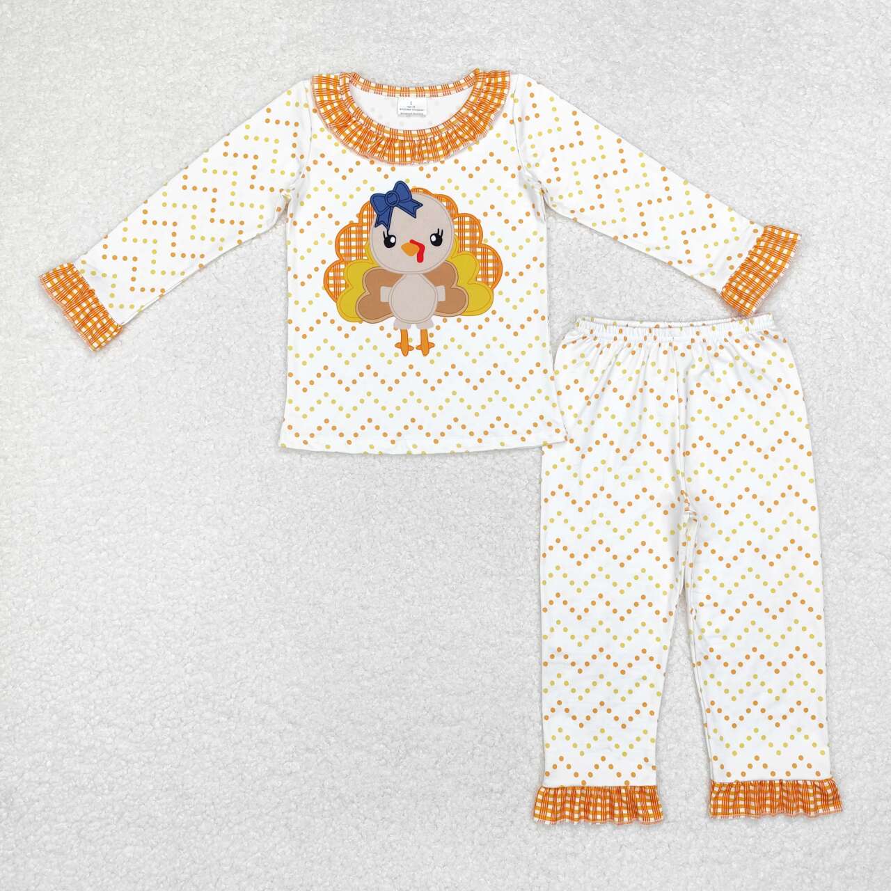 toddle baby girl Thanksgiving turkey polka dots pajama set