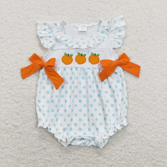 embroidery  peach baby girls summer boutique romper
