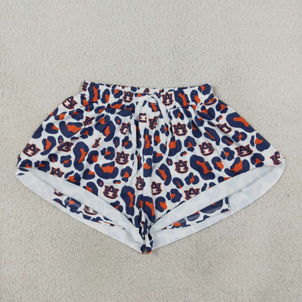 Mommy and me auburn team style leopard print summer yoga shorts
