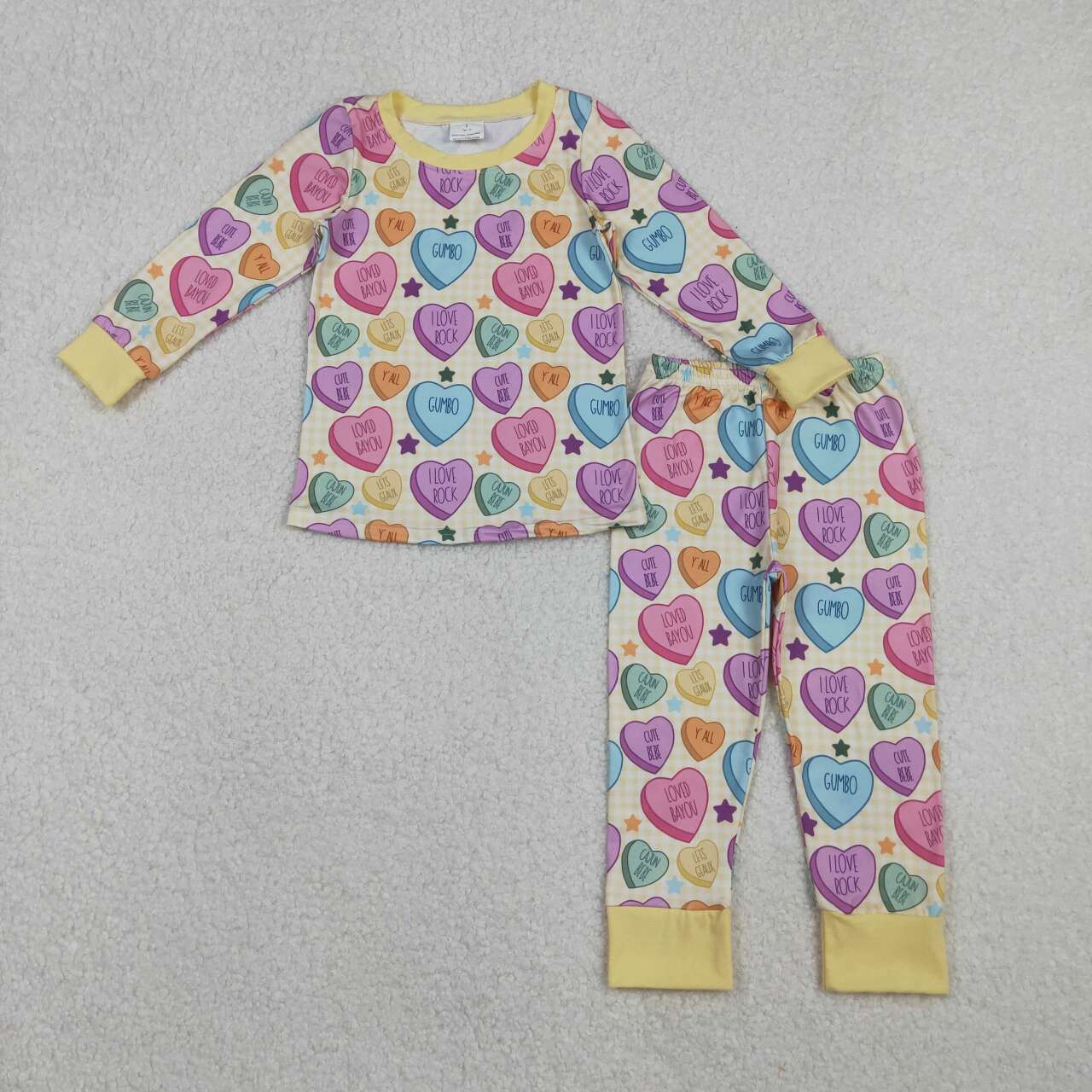 Colorful heart girls long sleeve Valentines day outfit