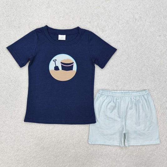 Baby boy embroidery design summer beach outfit
