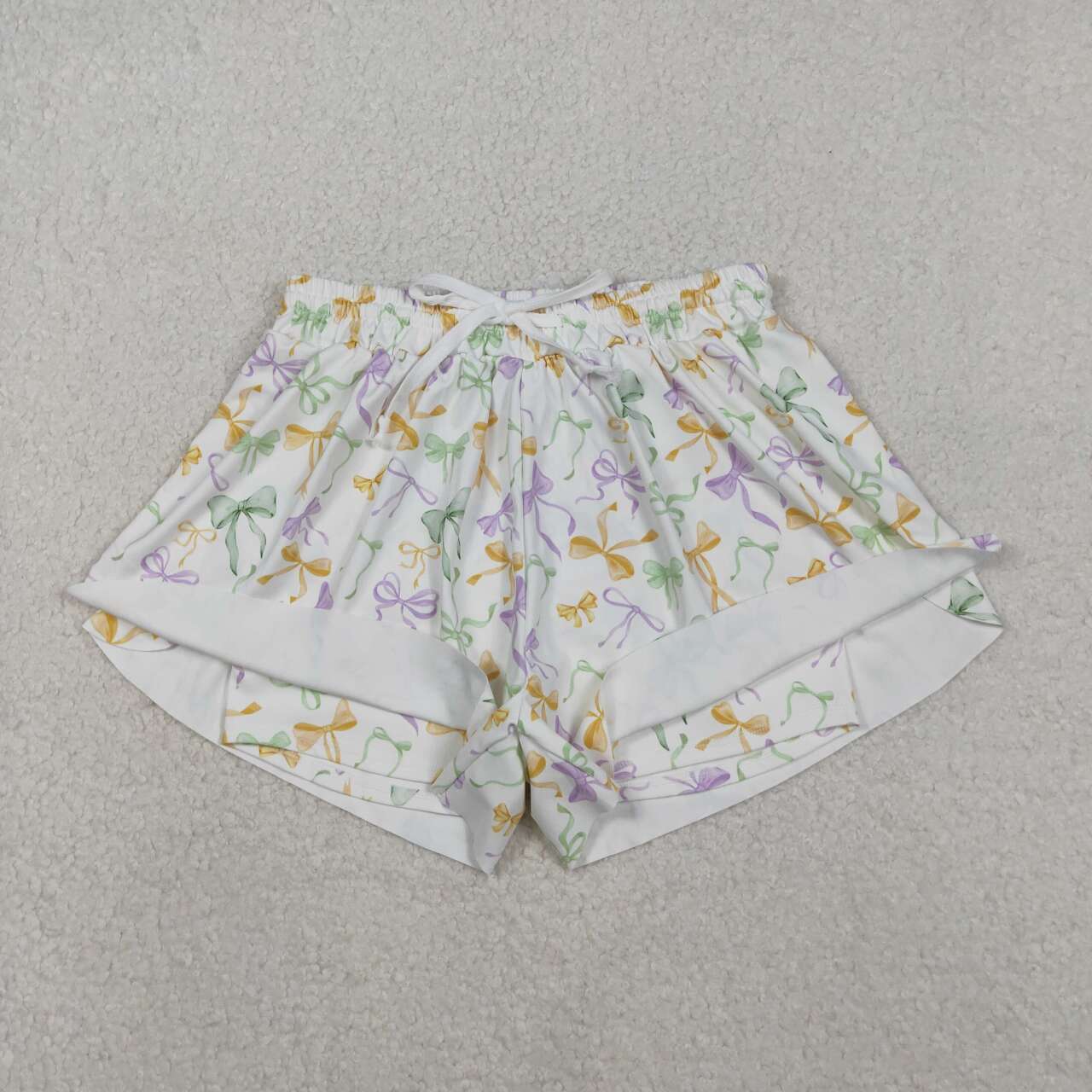 Adult women mardi gras bow yoga shorts