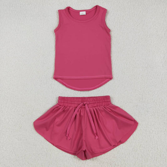 Baby girls hot pink color yoga active wear two pieces outfit