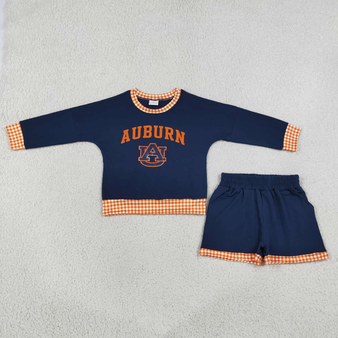 AUBURN long sleeve pullover vinyl top matching shorts girls outfit